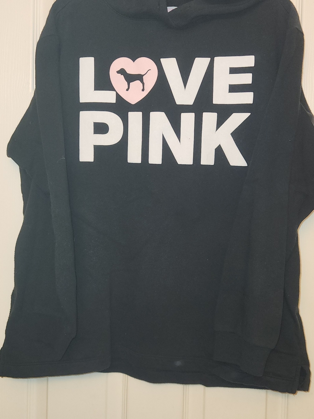 PINK Victoria's Secret Black Hoodie with Pink & White Logo